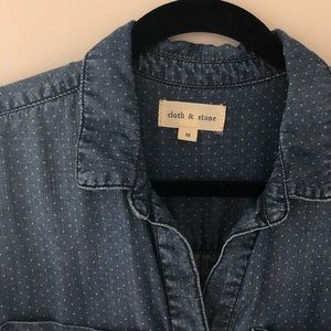 Cloth & Stone Mini Dot Soft Denim Blouse
